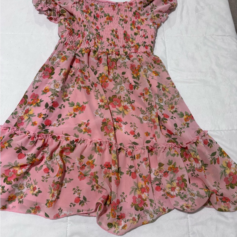 Zhenzi Pink Floral Casual Kids Dress